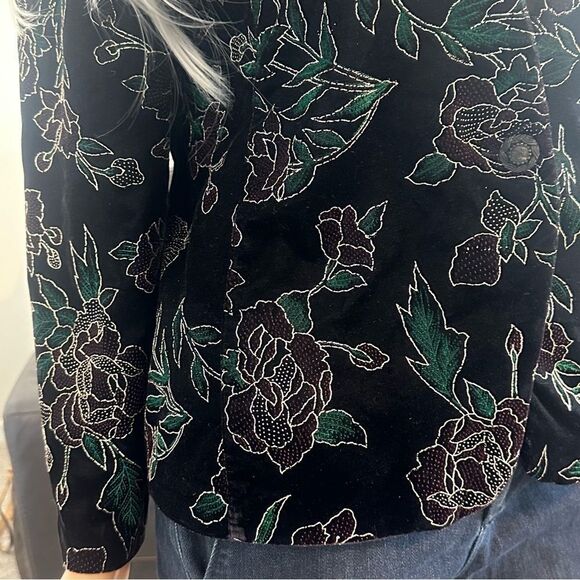 Vintage Burnout Velvet Blazer Size 12P Floral Jacket Boho Goth Whimsigoth 90s - Picture 5 of 9
